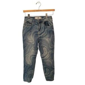 Hollister Denim Womens Size 0R Curvy High Rise Mom Jeans Swirl Pattern Stretchy